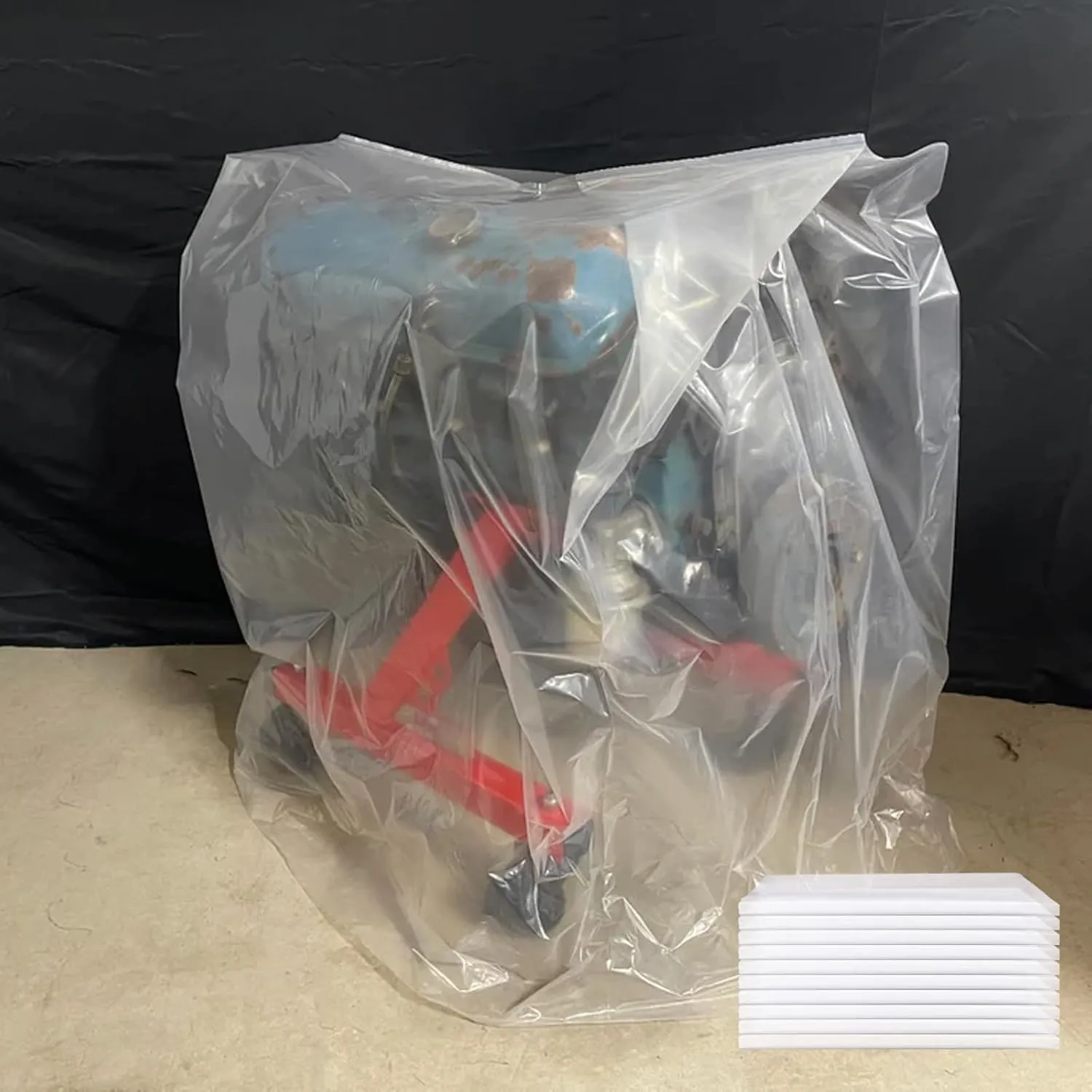 10 Pack Clear Engine Bag Covers – 39" x 47" Heavy-Duty Dustproof Storage Bags for Engine Protection, Attic & Basement Organization