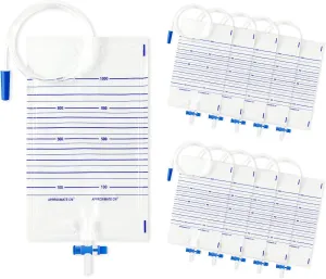 10 Pack Urinary Drainage Bags 1000ML Urinary Bags with Anti-Reflux Valve and Easy Drain Switch Drain Bags for Home and Hospitals Health Aids