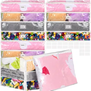 10 Pieces Clear Zippered Storage Bags 14.2 x 12 x 3.2 Inch PVC Plastic Sweater Storage Bags with Label for Clothes Blankets Bed Sheet Closet Quilt Pillow Organizer