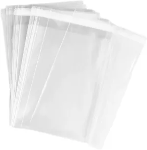 100 Bags - 9" x 14" Crystal Clear Protective Closure Bags with Self Adhesive Flap - Clear Resealable Cello/Cellophane Bags Good for Bakery, Candle, Soap, Cookie Poly Bags, in 2Mil Thickness