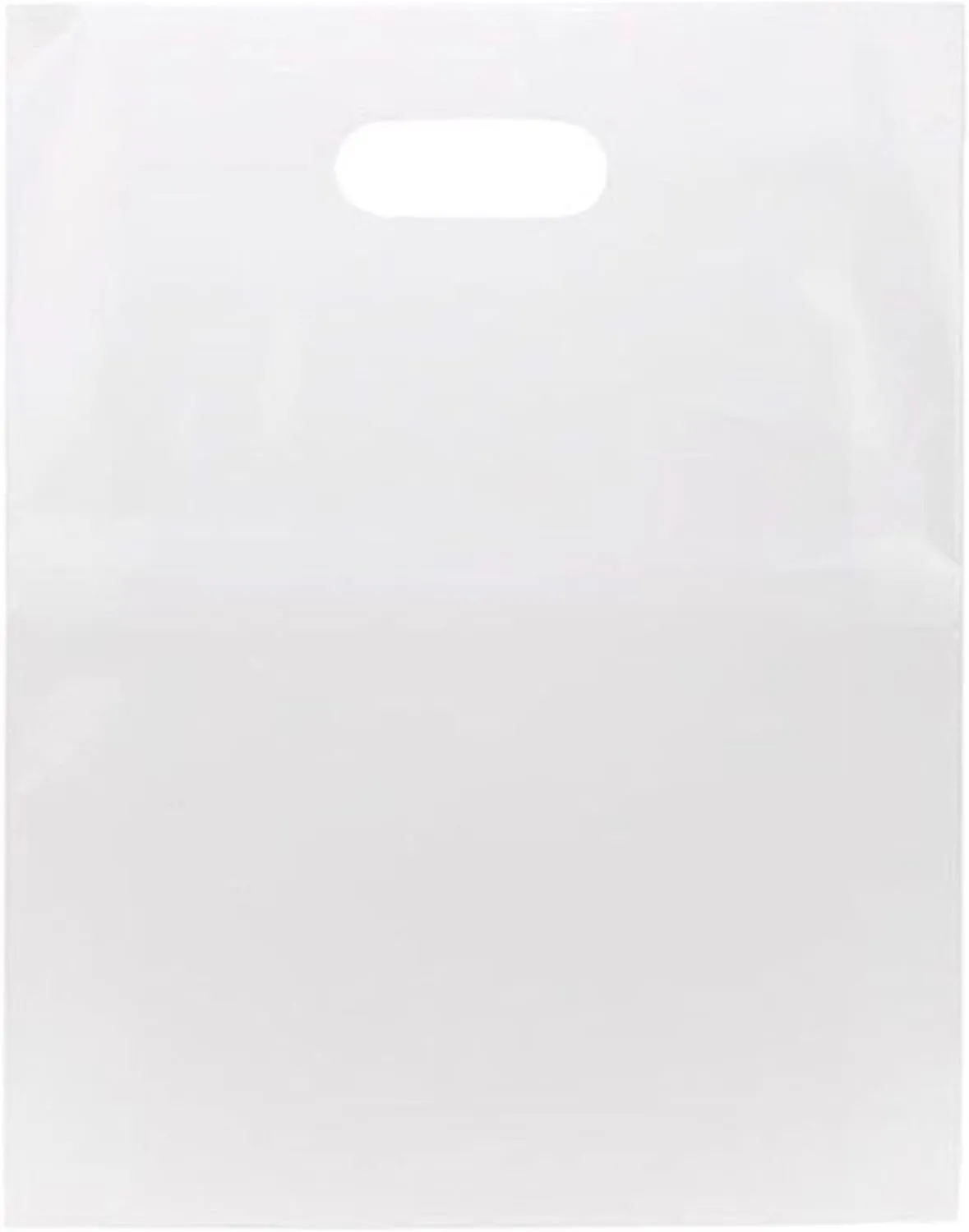 100 Frost Handle Bags 15x18, Extra Thick 2.25 Mil Retail Plastic Shopping Merchandise Gift Bags Tear Resistant Strong Durable Anti Stretch For Small Business LDPE Die Cut, ClearBags, 100% Recyclable