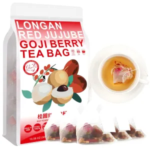 100% Longan Goji Red Jujube Berry Tea Bag, GUI YUAN HONG ZAO GOU QI CHA 300g/10.58oz (6g*50bags), Combination Of Flower And Tea Fruit Tea In Bags 桂圆红枣枸杞茶