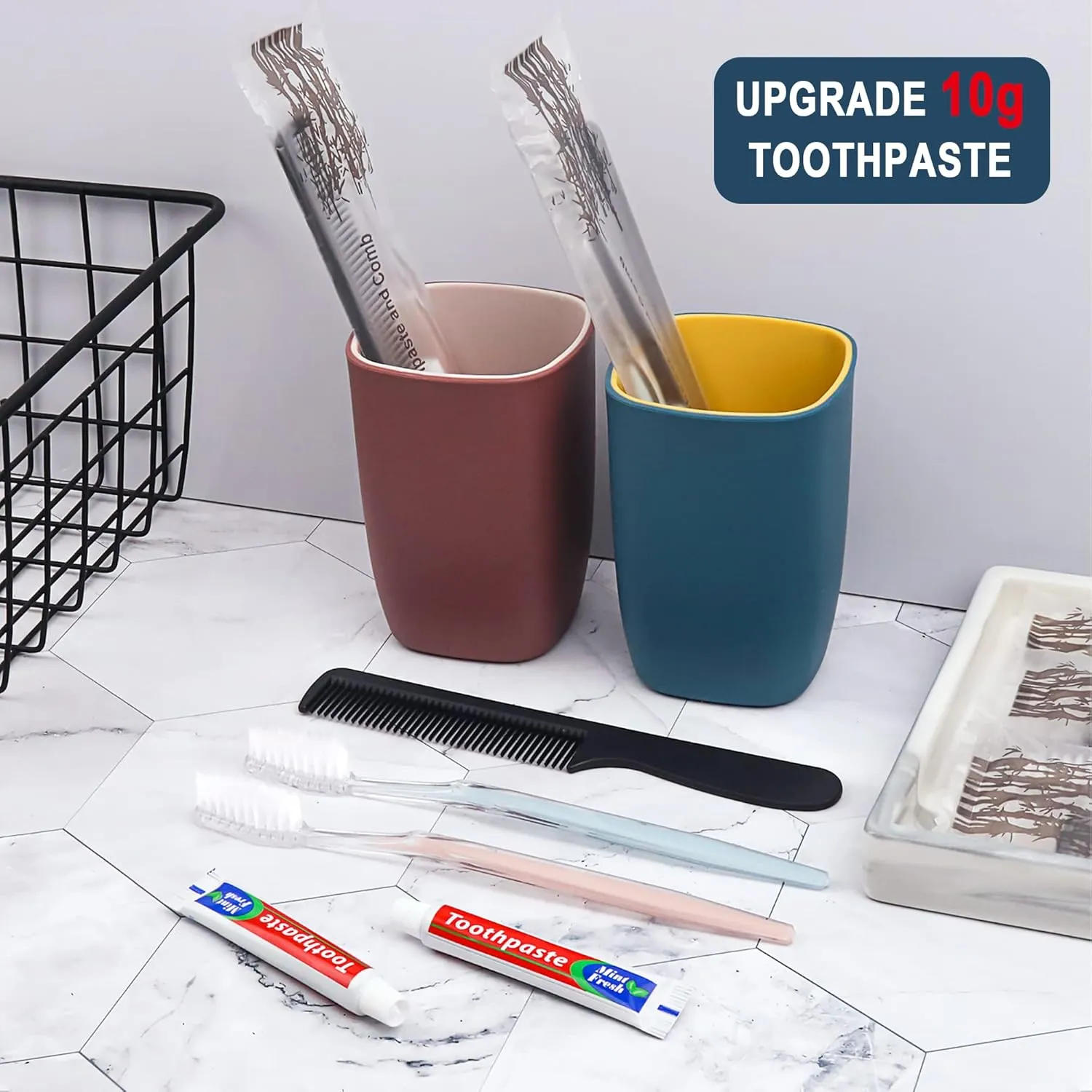 100 Pack Disposable Toothbrushes with Toothpaste and Comb for Homeless Individually Wrapped,10g Travel Toothpaste,7inch Black Hair Comb,Soft Bristle Toothbrush for Hotel,AirBnb,Shelter,Charity
