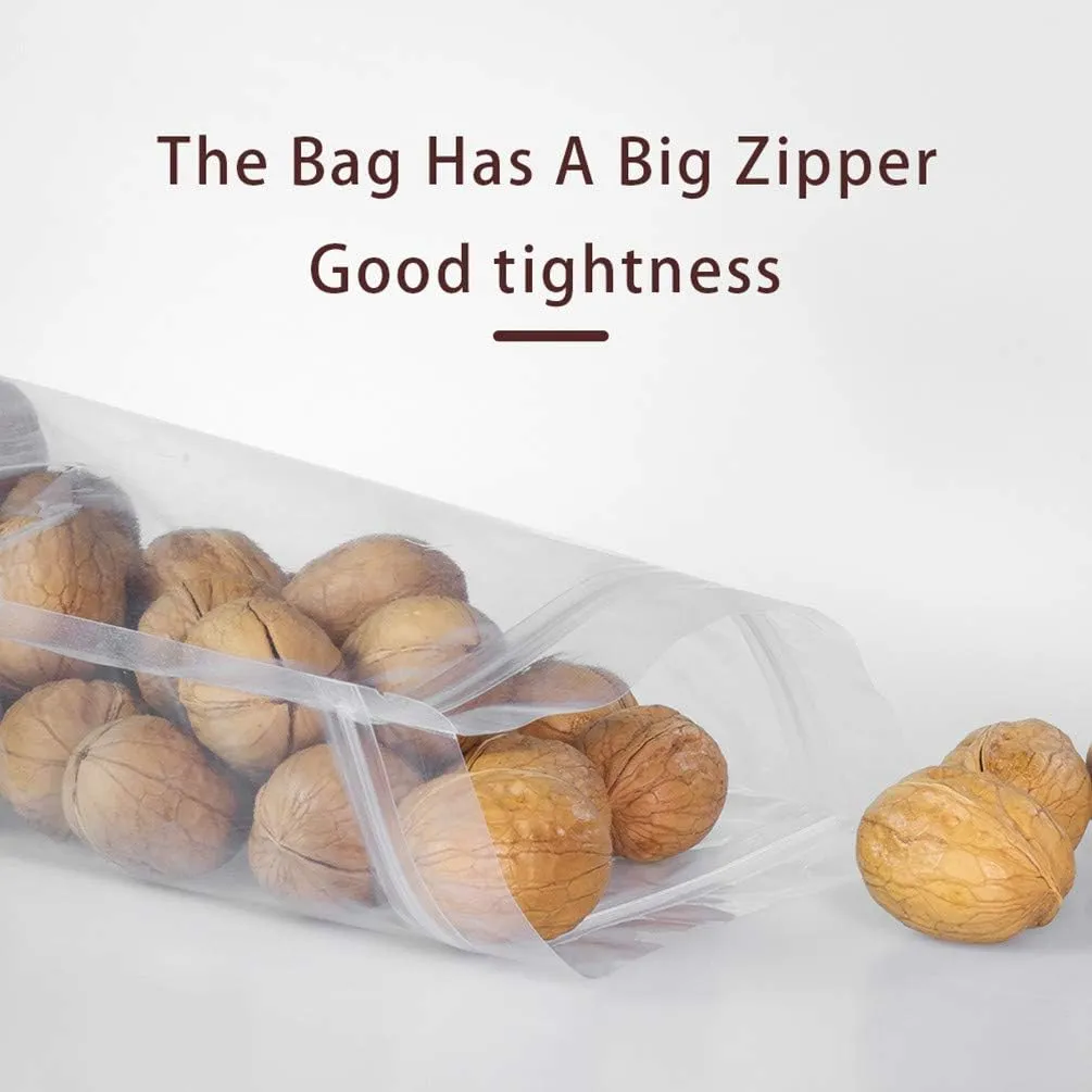 100 Pack Smell Proof Mylar Bags 9.5x13.8 4inch, Resealable Stand Up Food Storage Bags Clear Reusable Self Seal Zipper Lock Mylar Bags for Food, Seeds, Pills