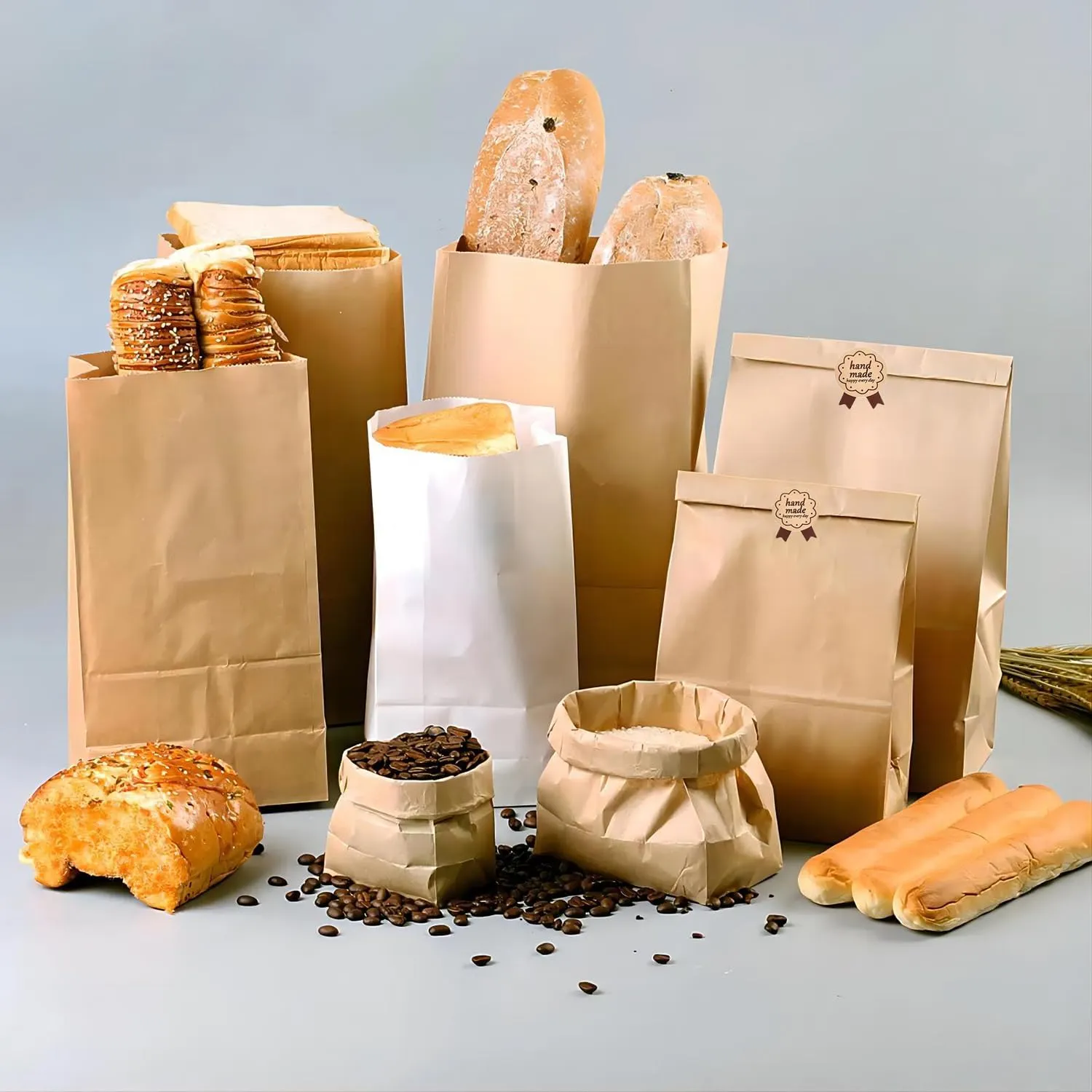 100 Pack thicker Large Kraft Paper Bread Loaf Bags, for Homemade Bread (13.7x8.26x3.54in). with Window Bread bags & 125pcs Sealing Stickers,Suitable for Packaging and Storage of Baked Goods
