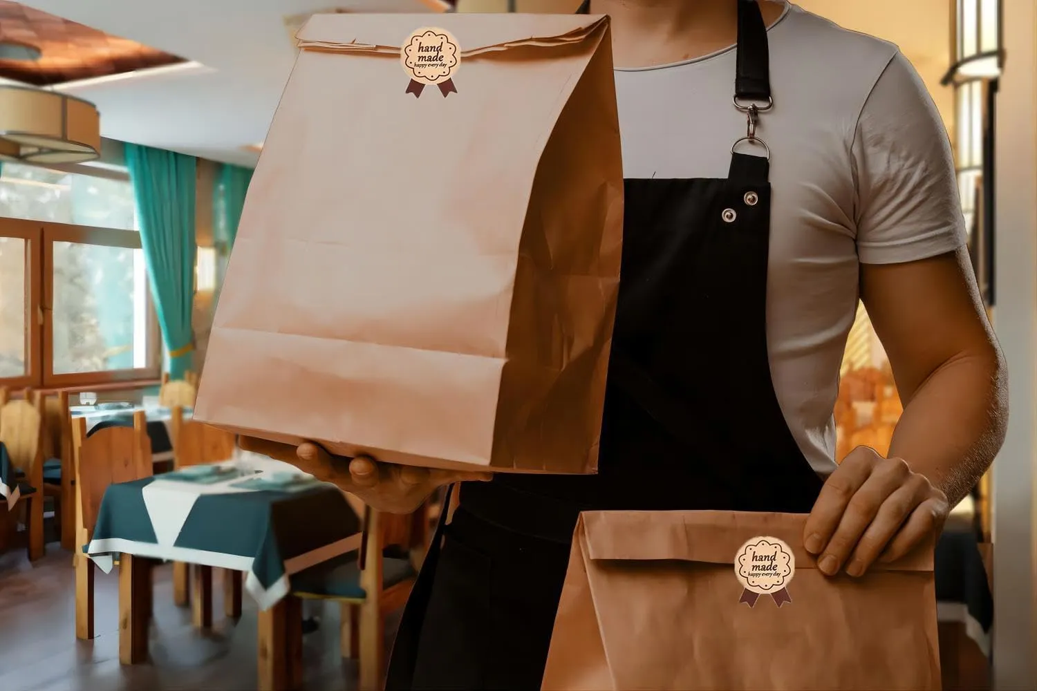 100 Pack thicker Large Kraft Paper Bread Loaf Bags, for Homemade Bread (13.7x8.26x3.54in). with Window Bread bags & 125pcs Sealing Stickers,Suitable for Packaging and Storage of Baked Goods