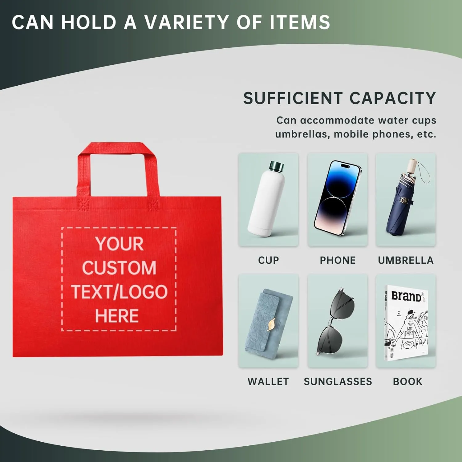 100 Reusable Shopping Bags custom bags with logo-Ideal for Company Promotions, commercial advertising,grocery bags