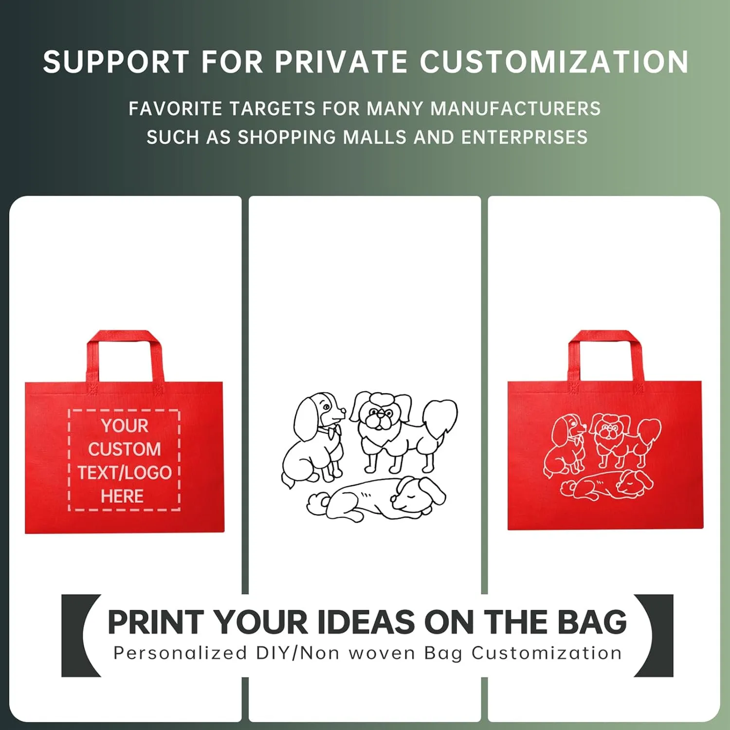 100 Reusable Shopping Bags custom bags with logo-Ideal for Company Promotions, commercial advertising,grocery bags