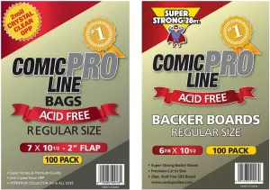 100ct Comic Book Bags and 100 Backing Boards - Regular Size Premium Comic Book Bags and Boards