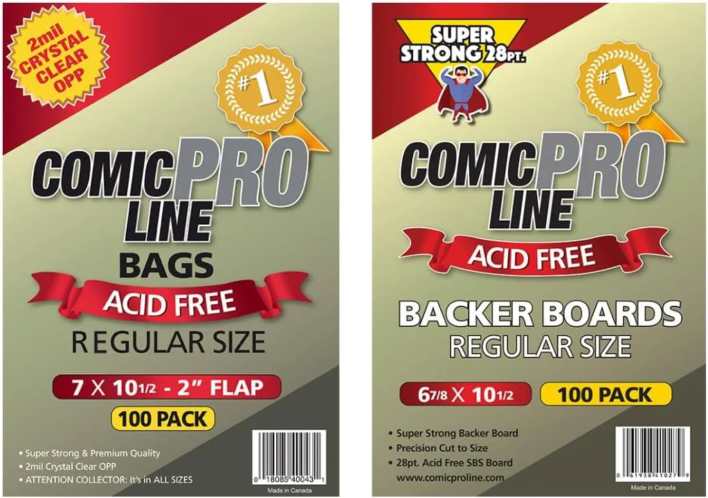 100ct Comic Book Bags and 100 Backing Boards - Regular Size Premium Comic Book Bags and Boards