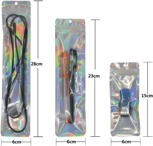 100Pcs Aluminum Foil Bags Matte Translucent Clear Front Plastic Ziplock Bags with Hang Hole Tear Notch Zipper Pouch Food Saver Bag Short Term Food Storage Packaging 2.3x9in (6x23cm)
