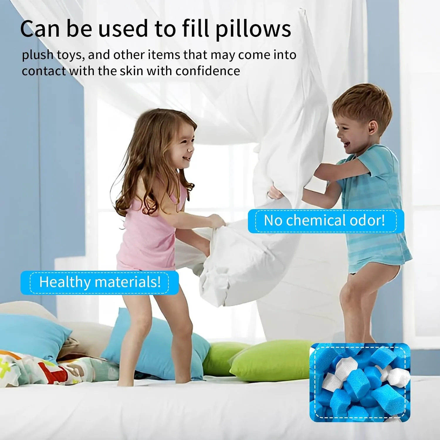 10lbs Bean Bag Filler, Bean Bag Filling, Pillow Bean Bag Stuffing, Shredded Memory Foam Filling, Punching Bag Filler, Foam Refill for Couch/Stuffed Animal Stuffing, Added Gel Particles