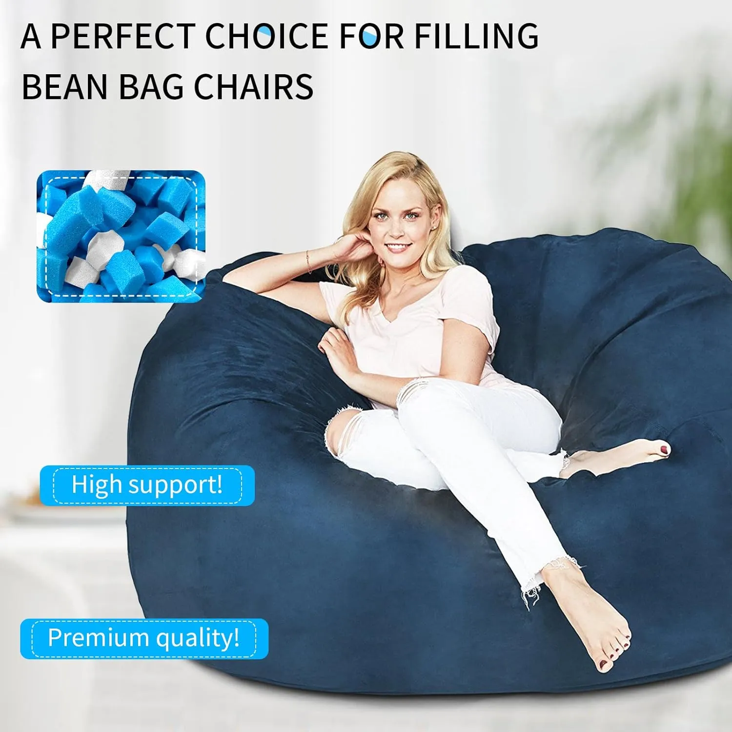 10lbs Bean Bag Filler, Bean Bag Filling, Pillow Bean Bag Stuffing, Shredded Memory Foam Filling, Punching Bag Filler, Foam Refill for Couch/Stuffed Animal Stuffing, Added Gel Particles