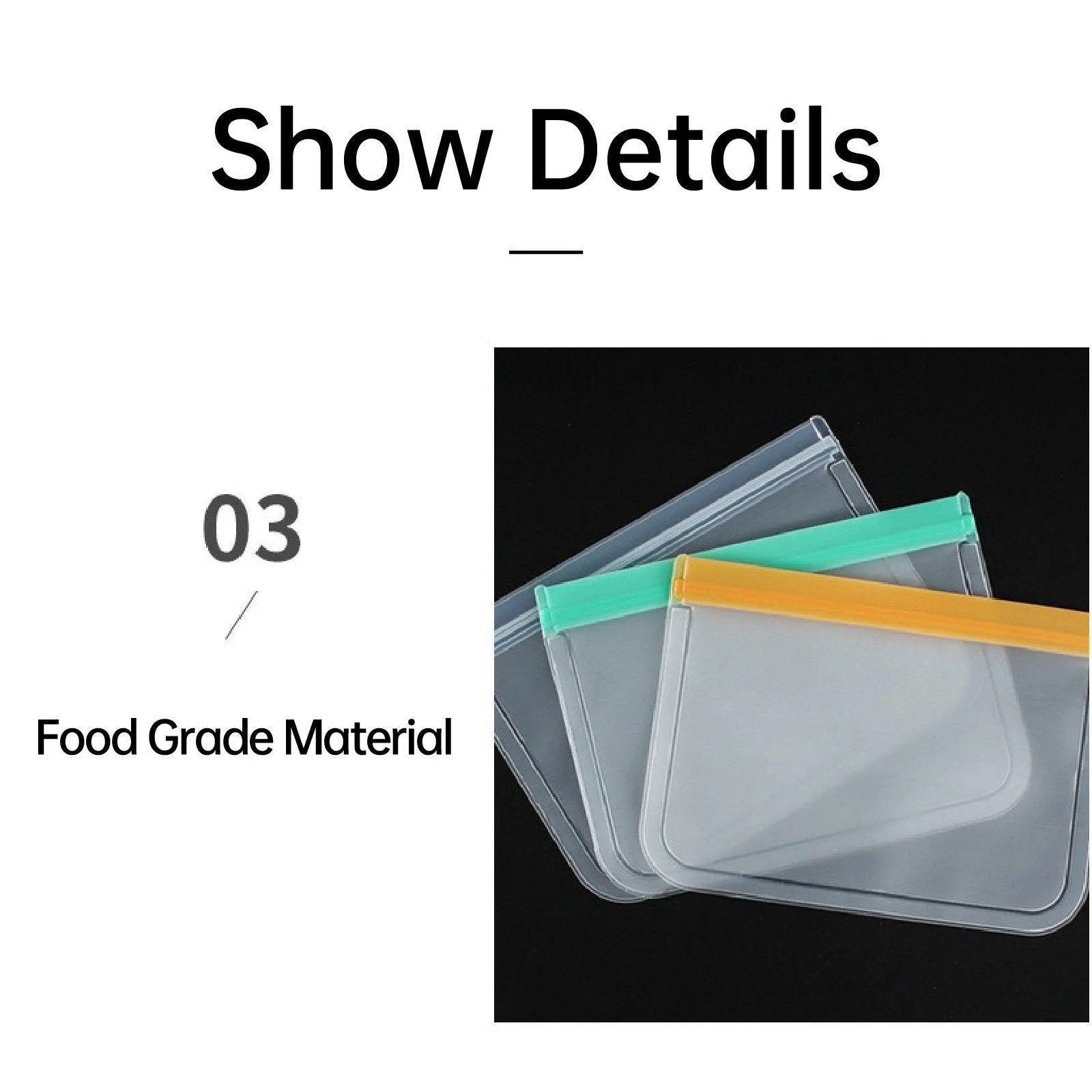 10pcs Reusable Frosted Food Storage Bags Ziplock Transparent Fresh Keeping