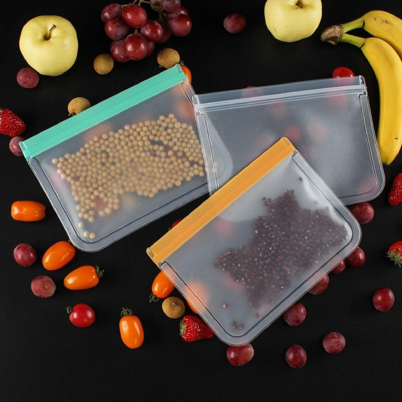 10pcs Reusable Frosted Food Storage Bags Ziplock Transparent Fresh Keeping