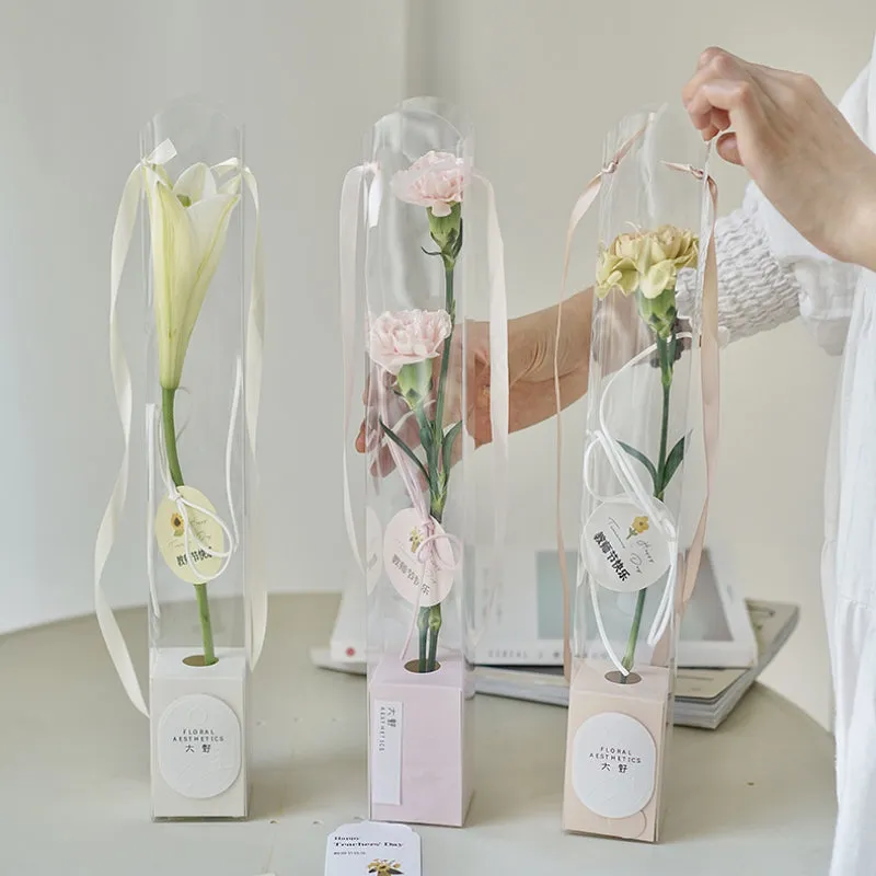 10pcs Transparent PVC Single Flower Wrapping Box