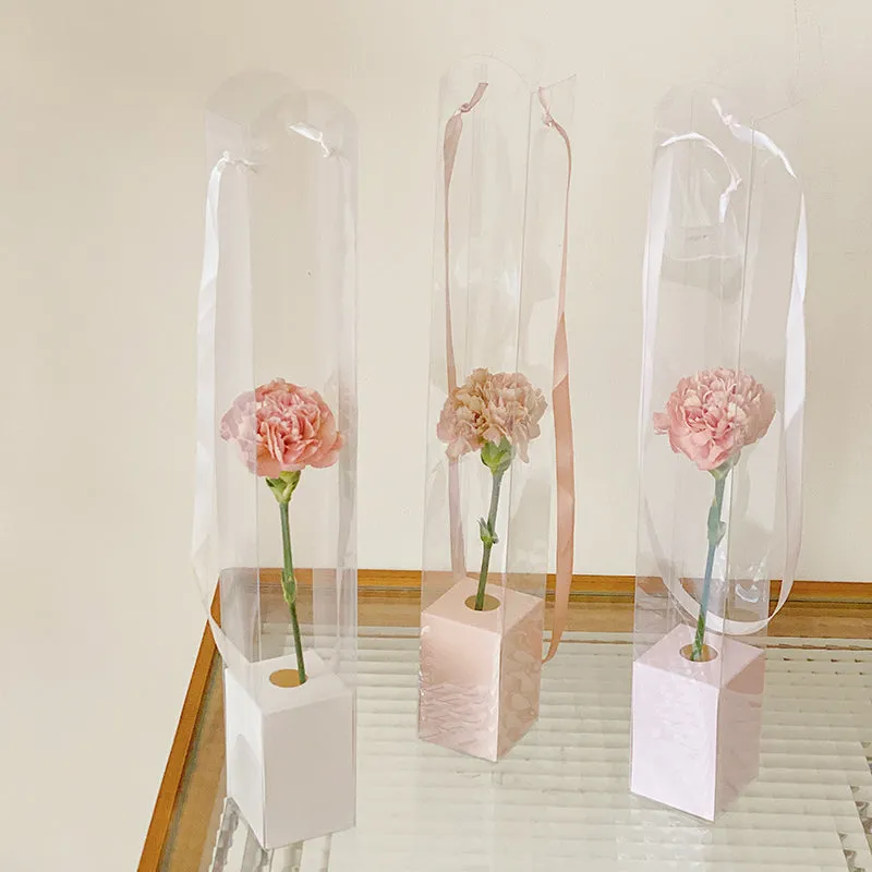 10pcs Transparent PVC Single Flower Wrapping Box