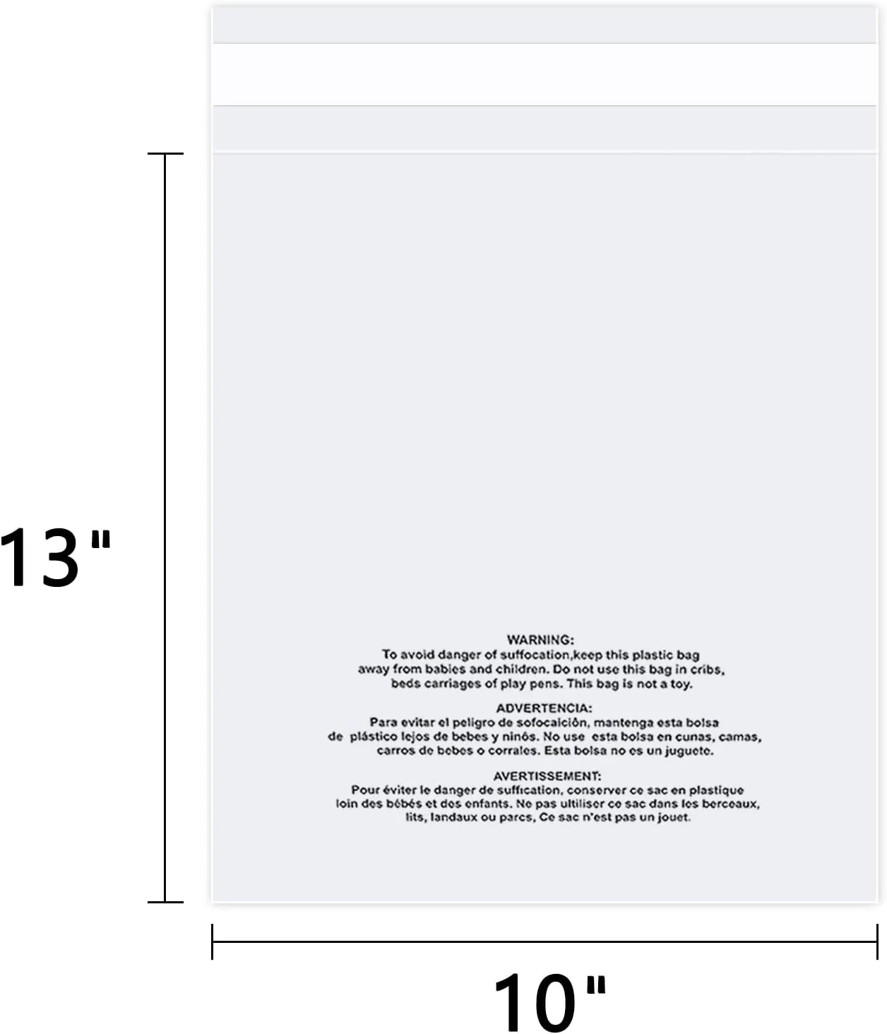 10" x 13" (100 Count) Self Seal Clear Poly Bags with Suffocation Warning for Packaging, Shipping, Clothing, Shirts & FBA - Resealable Adhesive