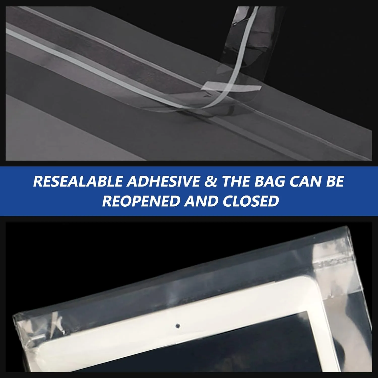 10" x 13" (100 Count) Self Seal Clear Poly Bags with Suffocation Warning for Packaging, Shipping, Clothing, Shirts & FBA - Resealable Adhesive