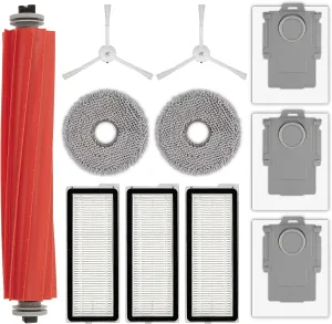 (11 Pack) QRevo S Replacement Parts Compatible with Roborock Qrevo S, Qrevo Pro, Qrevo MaxV, QRevo Plus Robot Vacuum, 1 Roller Brush, 2 White Side Brushes, 3 Dust Bags, 3 HEPA Filters, 2 Mop Pads