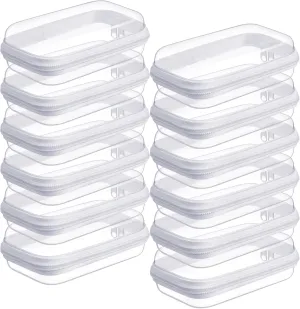 12 Pack Clear Hard Zipper Cases Transparent Hard Plastic Zipper Pouches Durable PVC Makeup Bags Cosmetic Snack Storage Organizer, Travel & Home Essentials (White, 7.48 x 3.94 x 2 Inch)