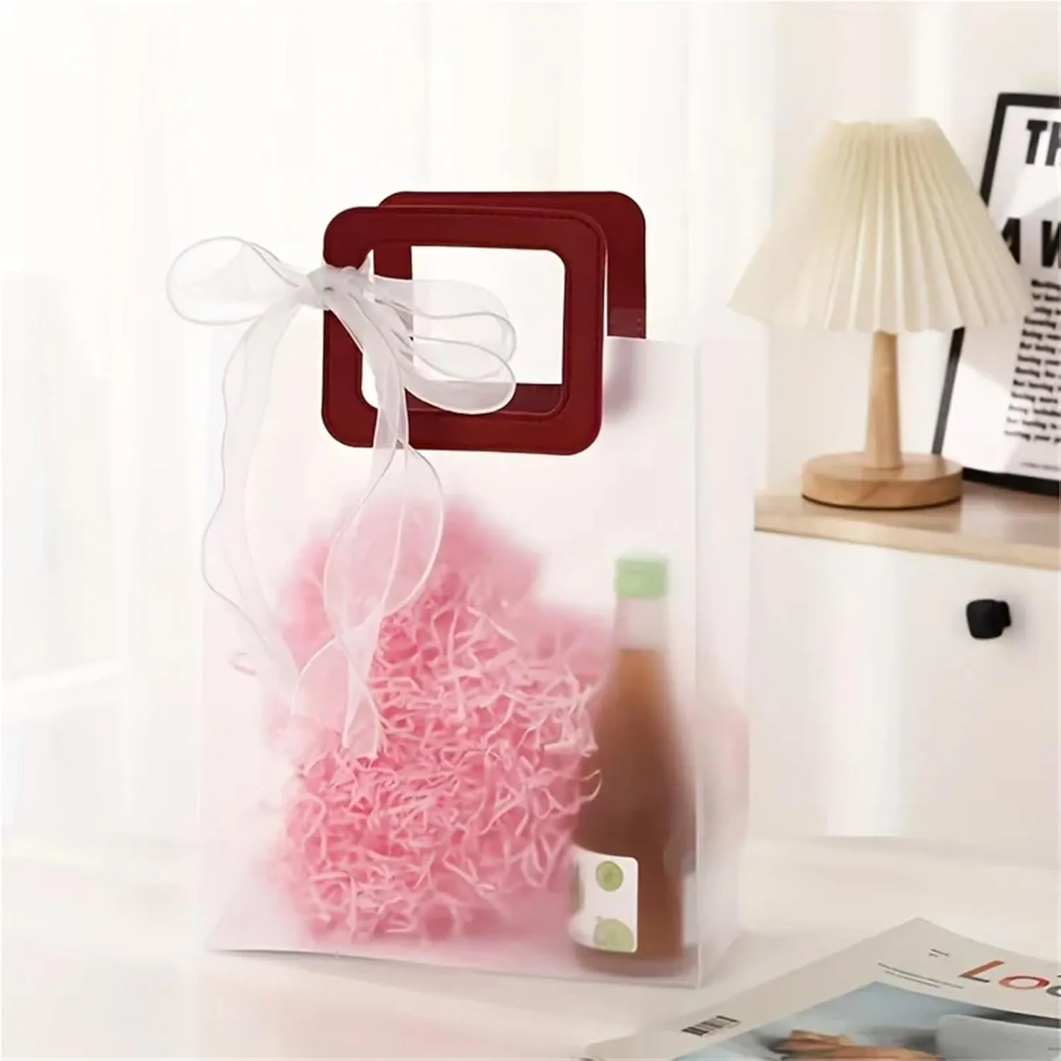 12pcs/set Transparent Gift Bag For Wedding, Gist Packing Supplies For Flowers, Party Favor Wrapping Supplies(White,10cm8.668.273.94inch)