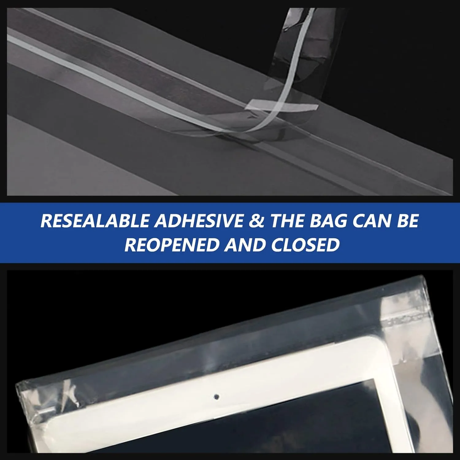12" x 15" (100 Count) Self Seal Clear Poly Bags with Suffocation Warning for Packaging, Shipping, Clothing, Shirts & FBA - Resealable Adhesive