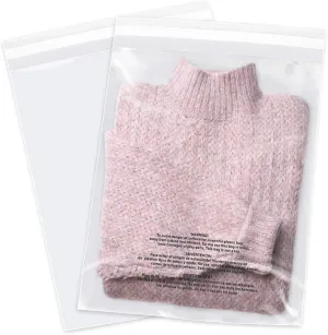12" x 15" (1000 Count) - Clear Poly Bags with Suffocation Warning Self Seal for Packaging, Shirts, Clothing & FBA - Permanent Adhesive