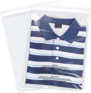 12" x 18" (500 Count) - Clear Poly Bags with Suffocation Warning Self Seal for Packaging, Shirts, Clothing & FBA - Permanent Adhesive