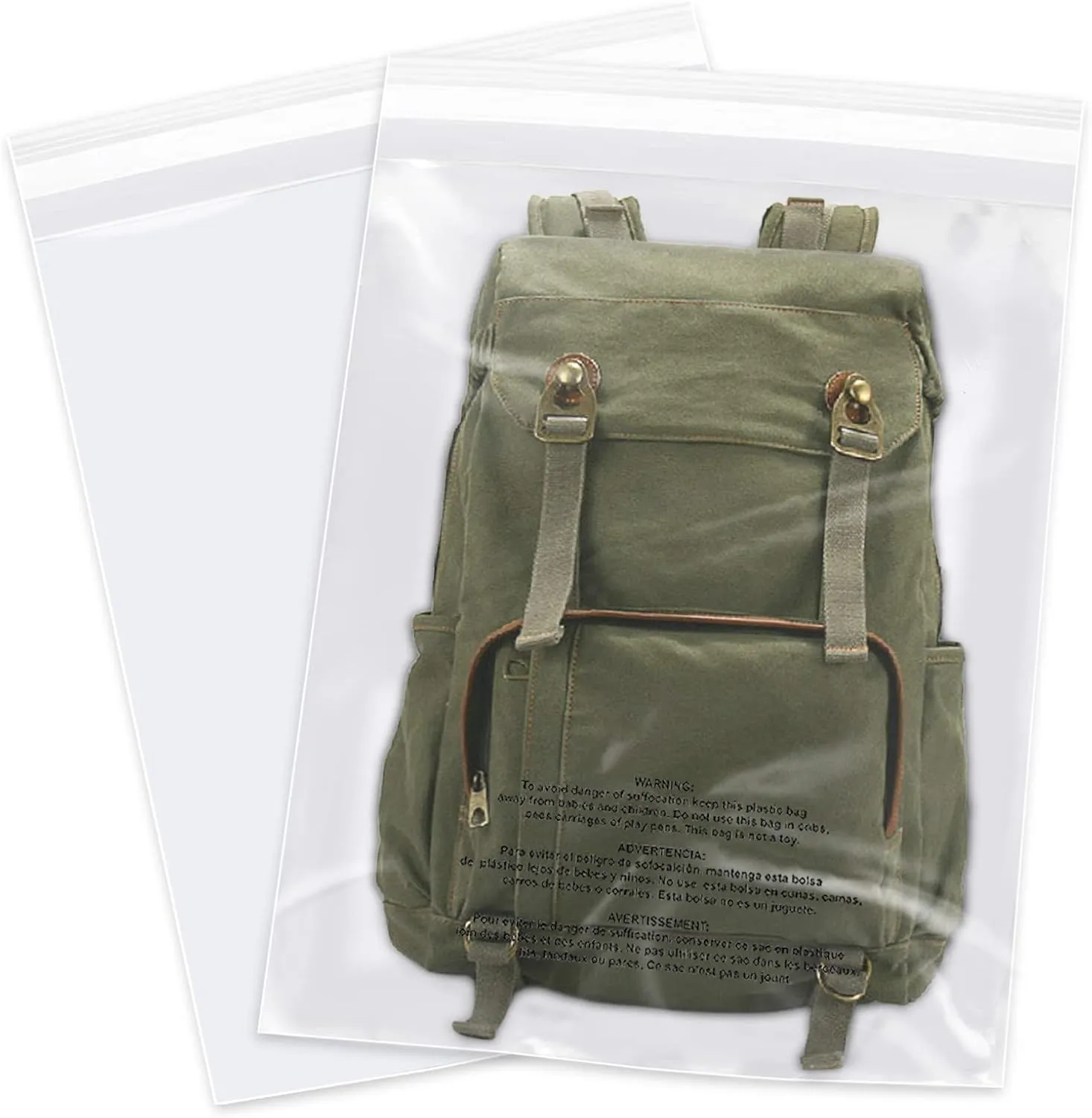 14" x 20" (500 Count) - Clear Poly Bags with Suffocation Warning Self Seal for Packaging, Shirts, Clothing & FBA - Permanent Adhesive