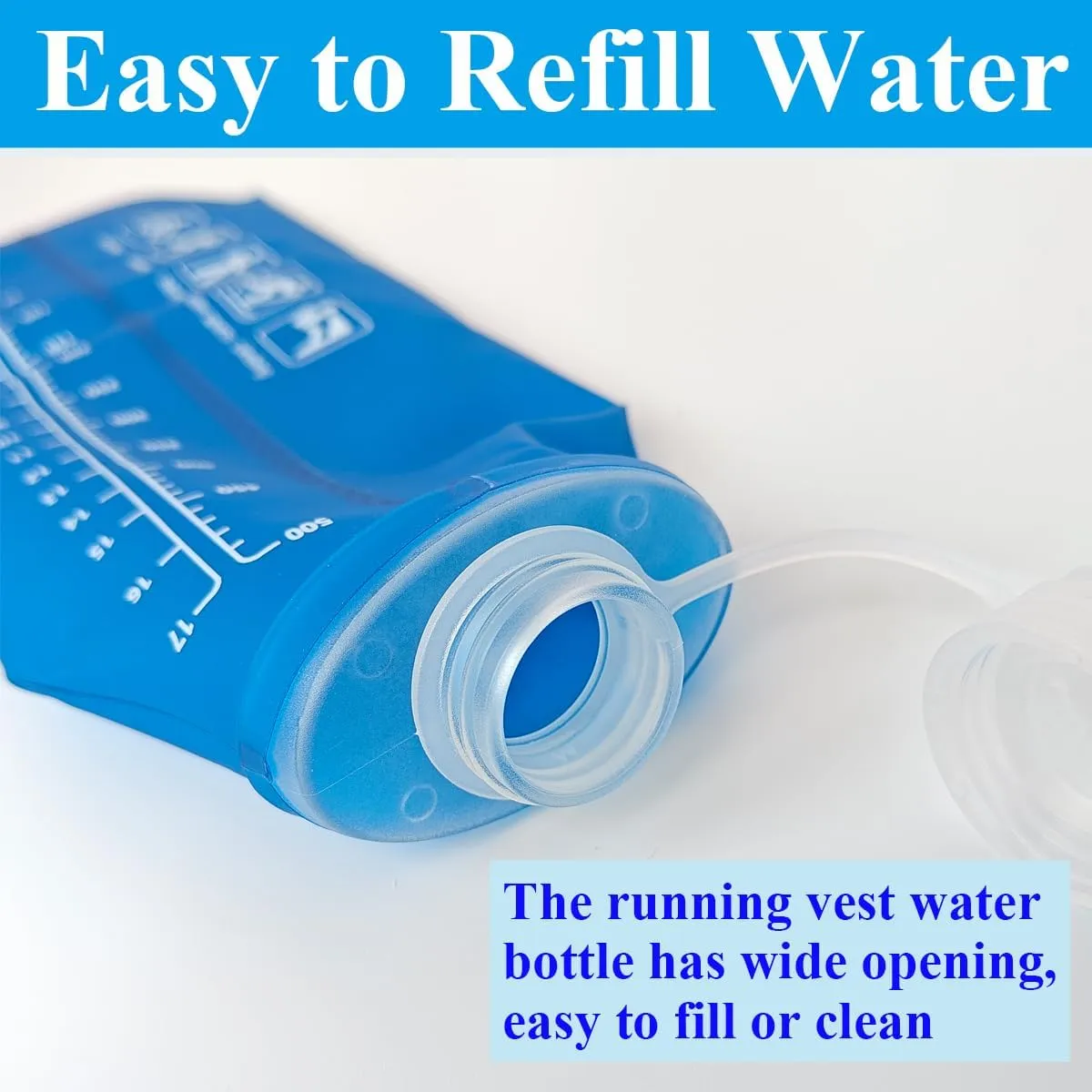150ml Soft Flask Collapsible Soft Water Bottle for Running, Hiking, Travelling, Cycling and Climbing - 2Pcs White
