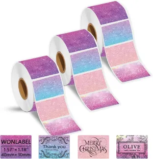 1.57x1.18 (40x30mm) Thermal Labels for T50M/M110/M108/M220/M260 Label Makers, Self-Adhesive Stickers Thermal Printer Labels for Small Business Barcode & Packaging, 690pcs/3Roll, Stary Purple