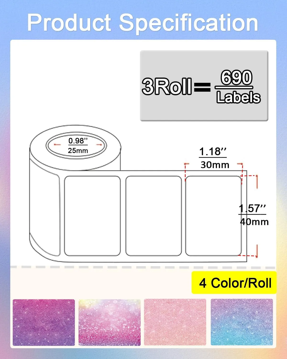 1.57x1.18 (40x30mm) Thermal Labels for T50M/M110/M108/M220/M260 Label Makers, Self-Adhesive Stickers Thermal Printer Labels for Small Business Barcode & Packaging, 690pcs/3Roll, Stary Purple
