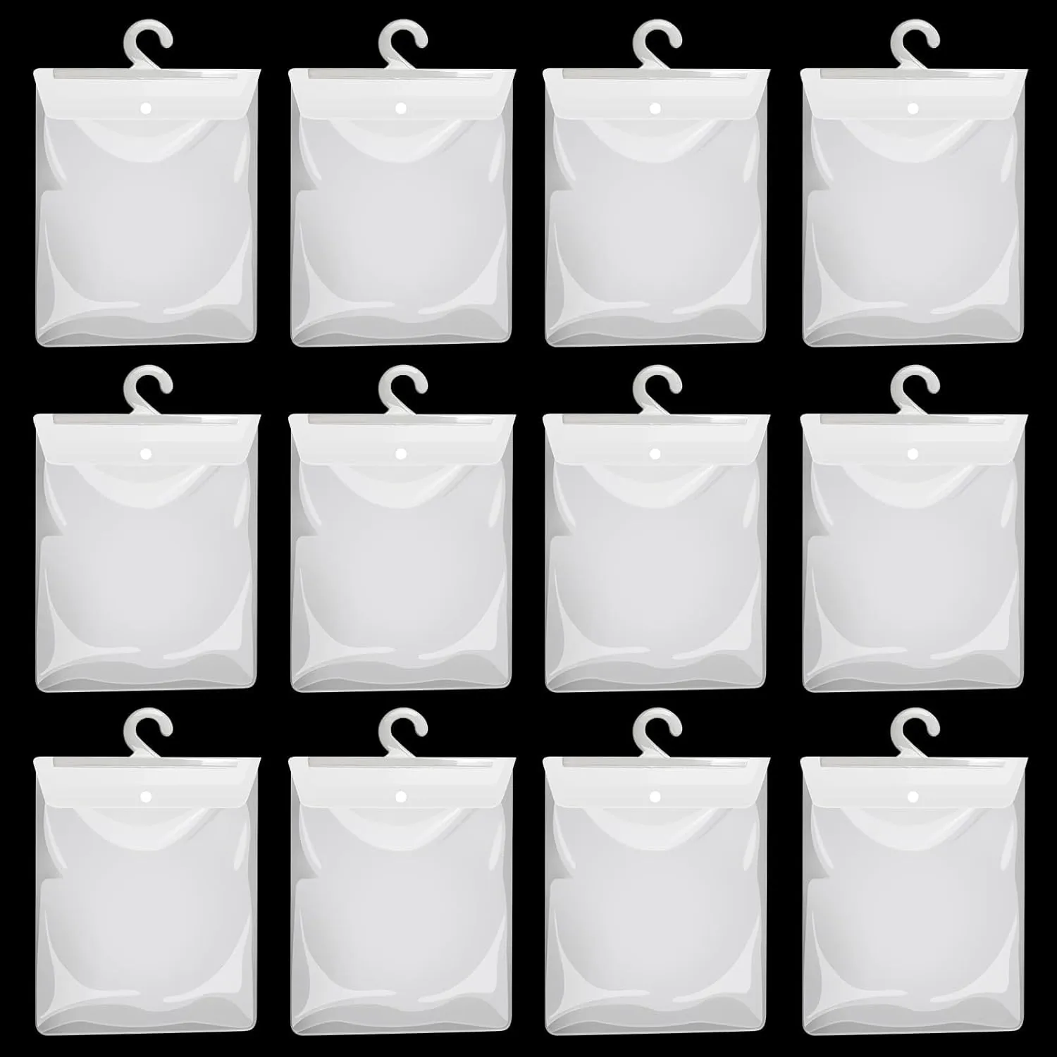 18 Pieces Large Hanging Storage Bags with Hanger 13" X11" Large Hook Hang-Up Clear Plastic Bags for Home Classroom, Library, and Pharmacy Use