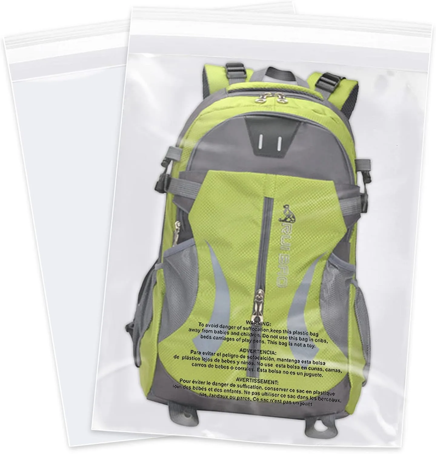 18" x 24" (200 Count) - Clear Poly Bags with Suffocation Warning Self Seal for Packaging, Shirts, Clothing & FBA - Permanent Adhesive