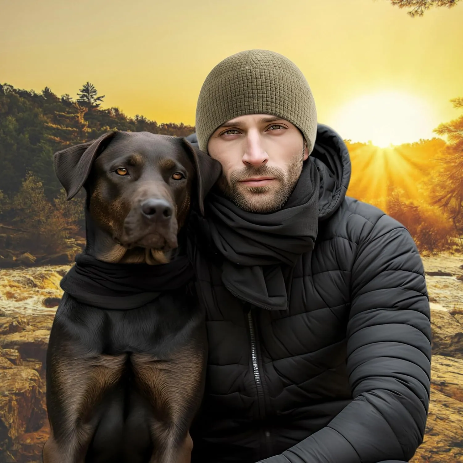 2 Pack Grid Fleece Beanie Watch Cap Waffle Beanie Tactical Army Military Skull Cap, All Weather Beanie