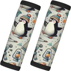 2-Pack Penguins Funny Campsite Neoprene Luggage Handle Wraps,Travel Accessories for Suitcases,Bags