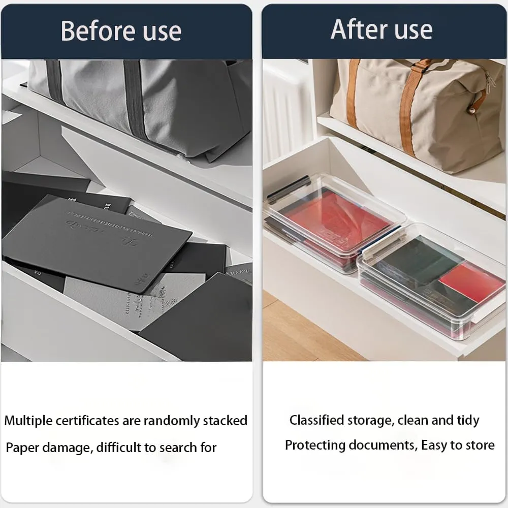 2 Pcs 5.5qt 9 x 13 Plastic Portable Project Case With Snap-Tight Latch, Clear Stackable Storage Boxes Organizer for A4 Files, Photos, Scrapbooks, Art Supplies(‎Blue Latch, Small)