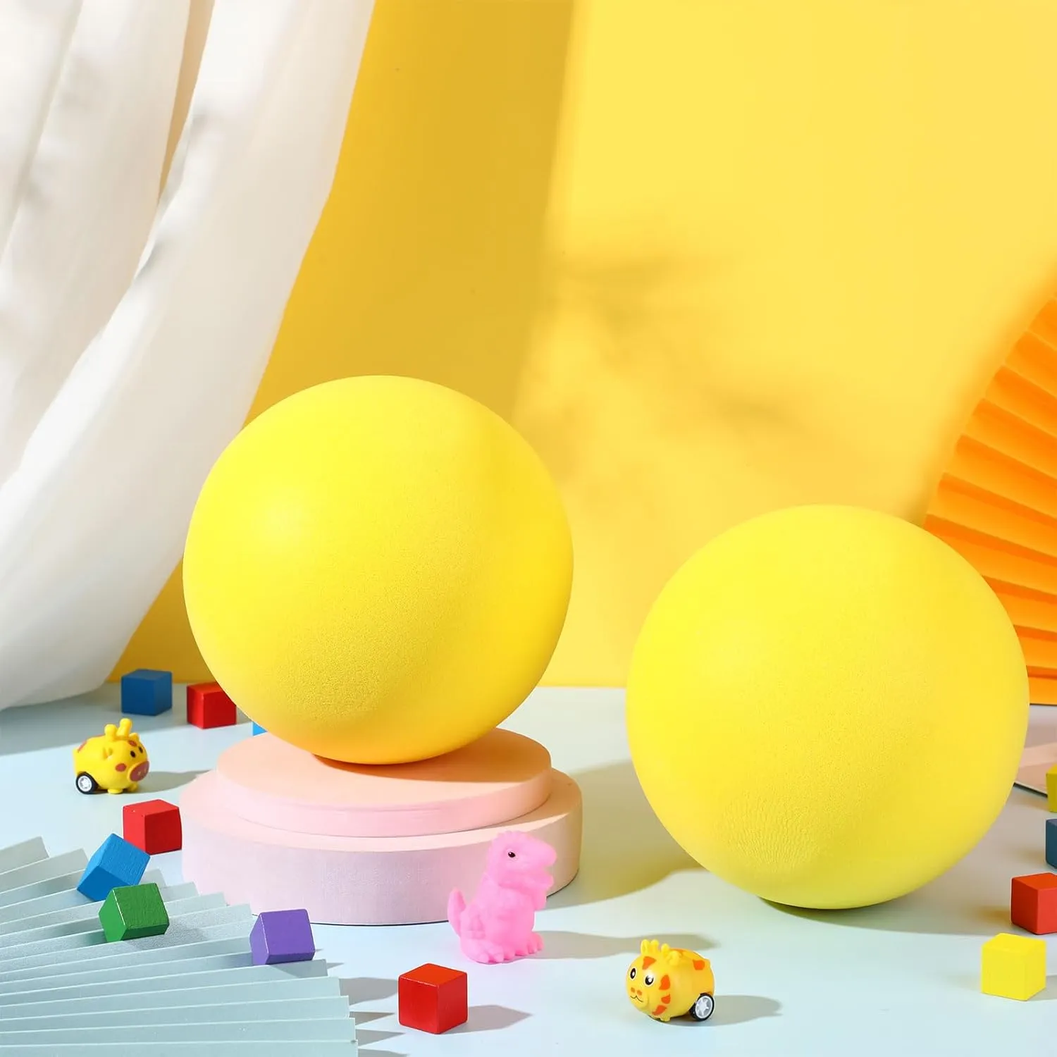 2 Pcs 7 Inch Foam Balls Uncoated High Density, Soft and Bouncy Silent Foam Balls Classroom, Lightweight and Easy to Grasp for Sports Indoor Outdoor(Yellow)