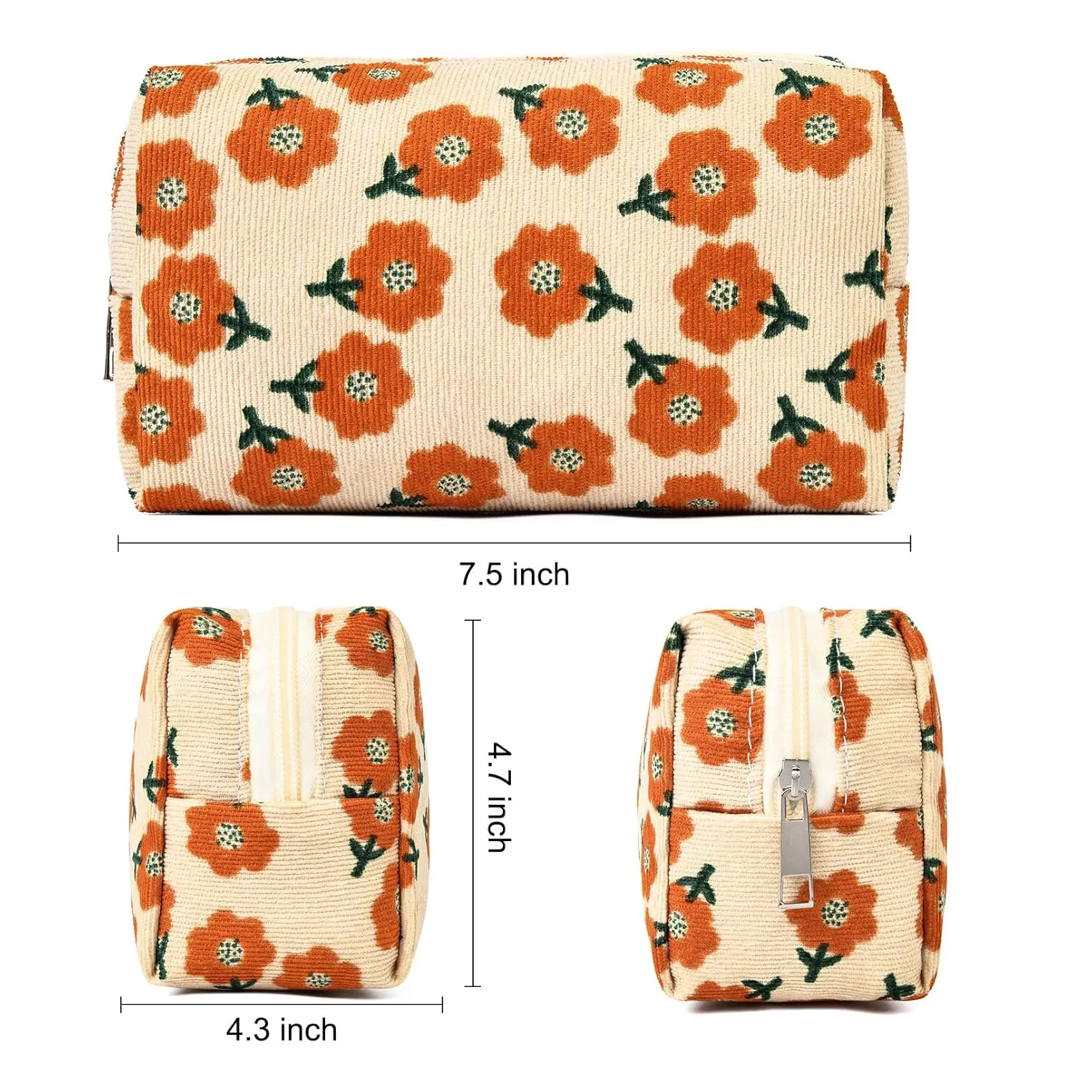 2 Pieces Makeup Bag Floral Cosmetic Bag Purple Blue Makeup Pouch Travel Toiletry Bag Organizer Cute Makeup Brushes Storage Bag for Women