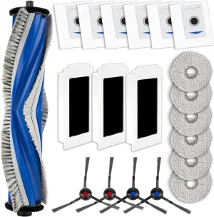 (20 Pack) M12 Pro  Replacement Parts Compatible with ECOVACS DEEBOT T30 Omni/ T30 Pro Omni/Yeedi M12 Pro  Robot Vacuum, 1 Roller Brush, 4 Side Brushes, 3 HEPA Filters, 6 Dust Bags, 6 Mop Pads