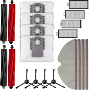 (20 Pack) Q5 Pro Replacement Parts Compatible with Roborock Q5 Pro/ Q5 Pro / Q8 Max/ Q8 Max  Robot Vacuum, 2 Pairs Roller Brushes, 4 HEPA Filters, 4 Side Brushes, 4 Dust bags, 4 Mop Pads, Accessories