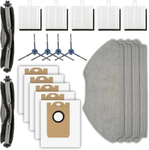 (20 Pack) T20  Replacement Parts Compatible with Airrobo T20  Robot Vacuum Cleaner, 2 Roller Brush, 4 Side Brushes, 5 Dust Bags, 5 HEPA Filters, 4 Mop Pads, Accessories Kit