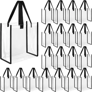 20 Pcs Clear Tote Bag Bulk 12 x 12 x 6 Inch Plastic Tote Bag