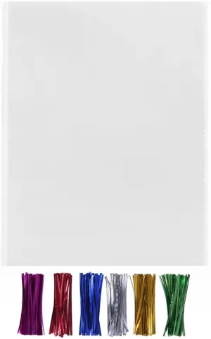 200 10x13 Clear Gift Favor Bags with Twist Ties - 1.4 mils Thickness OPP Plastic Bags (10'' x 13'')