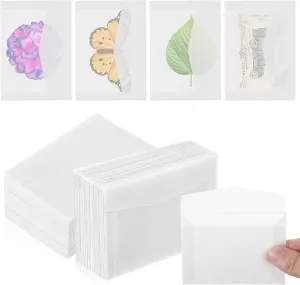 200 PCS Glassine Envelopes 3.9 × 2.8 Inch Glassine Paper Bags for Stamps, Clear Envelopes Stamp Translucent Mini Window Envelopes Self Sealing Envelopes for Seeds Coin Collecting Lottery Ticket Card