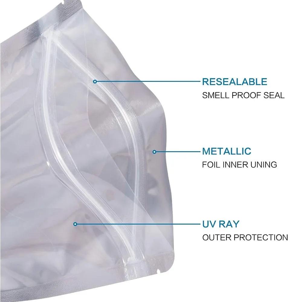 20x30 Reusable Foil Silver Ziplock Bag Full Window