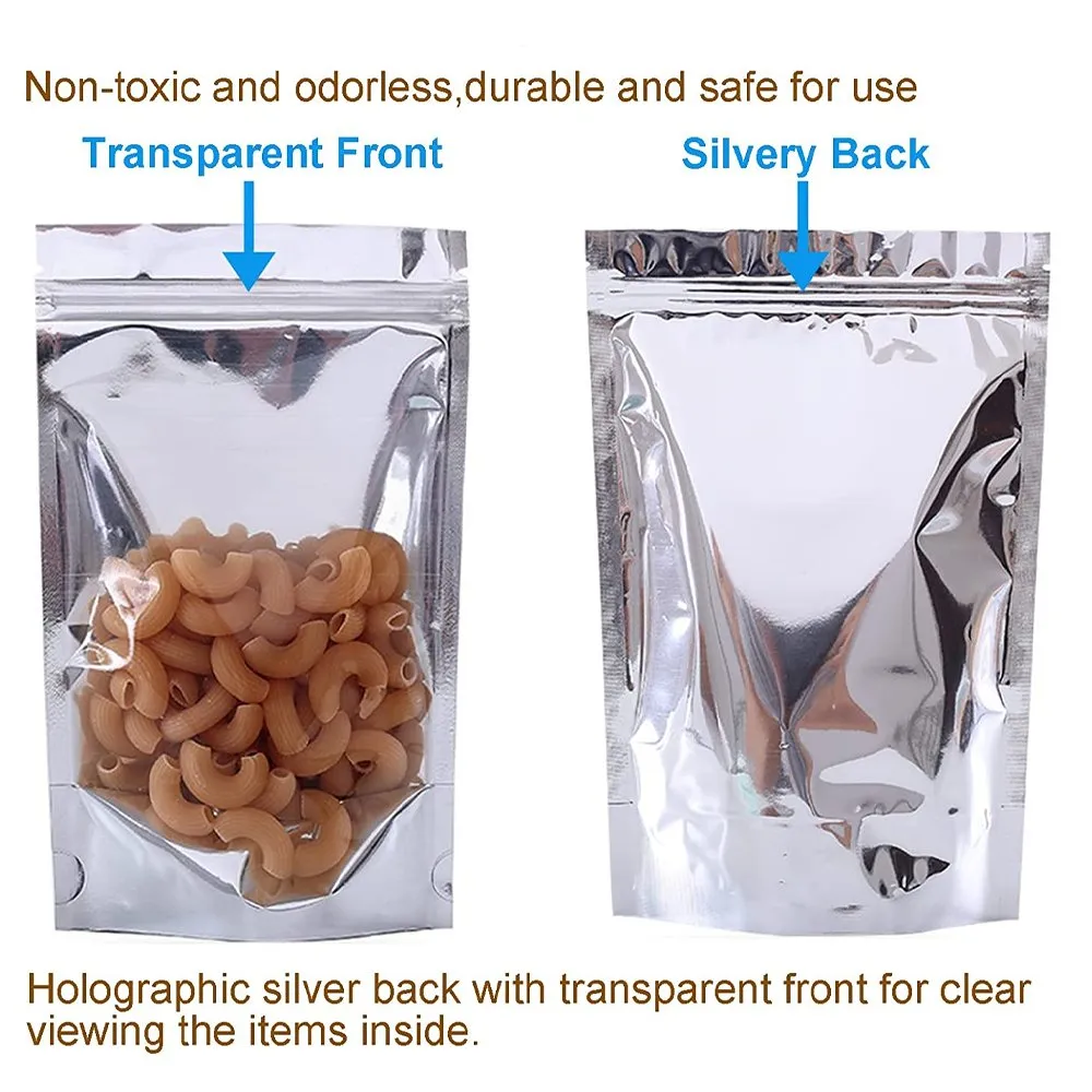 20x30 Reusable Foil Silver Ziplock Bag Full Window