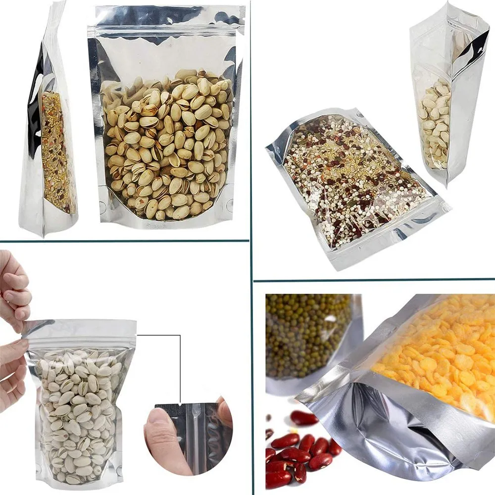 20x30 Reusable Foil Silver Ziplock Bag Full Window