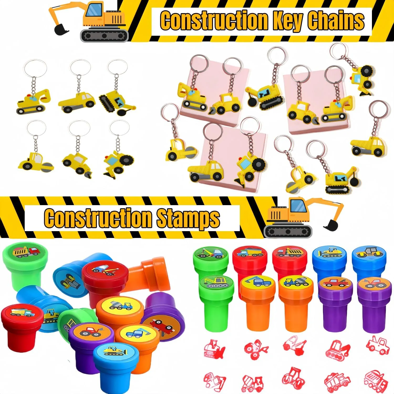 220PCS Construction Birthday Party Favors,construction birthday party supplies,excavator birthday decorations-Available for 12 People.